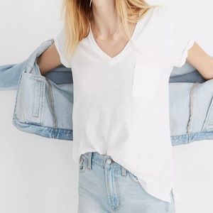 Madewell NWT Whisper Cotton V Neck Pocket Tee